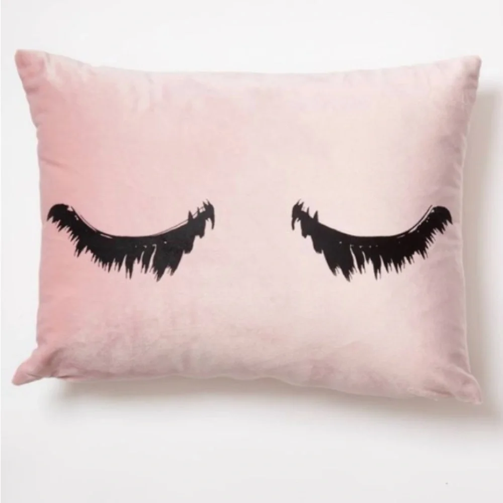 Dormify Lashes Pink Pillow NEW Soft velour Fun for Decorating or rest 12”X 16”